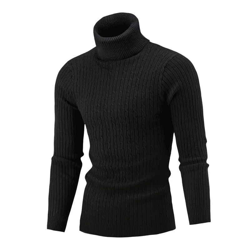 Men's Solid Casual Long Sleeve Turtleneck Sweater Knitted Ribbed Slim Fit Pullover Thermal Sweater high neck sweater men Sweaters