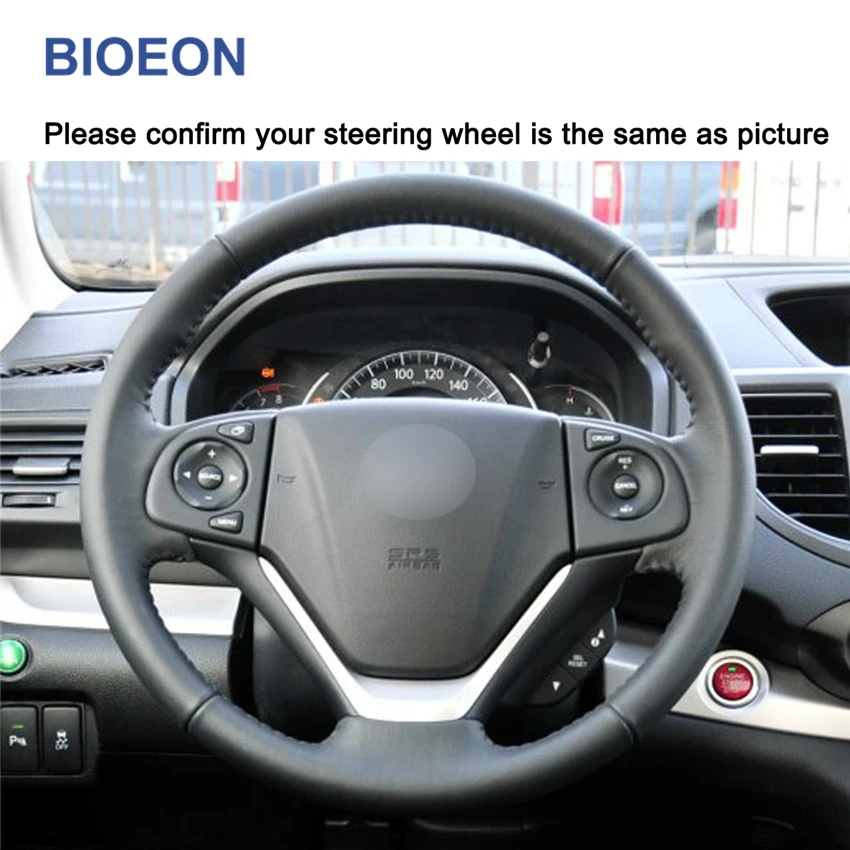 Черный PU искусственная кожа автомобильный чехол на руль для Honda crcrv 2012