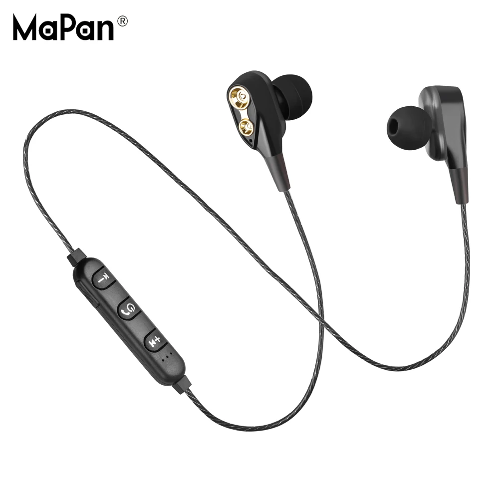 Беспроводной Bluetooth наушники MaPan шейным 2020 двойной 6 мм Динамик спортивные