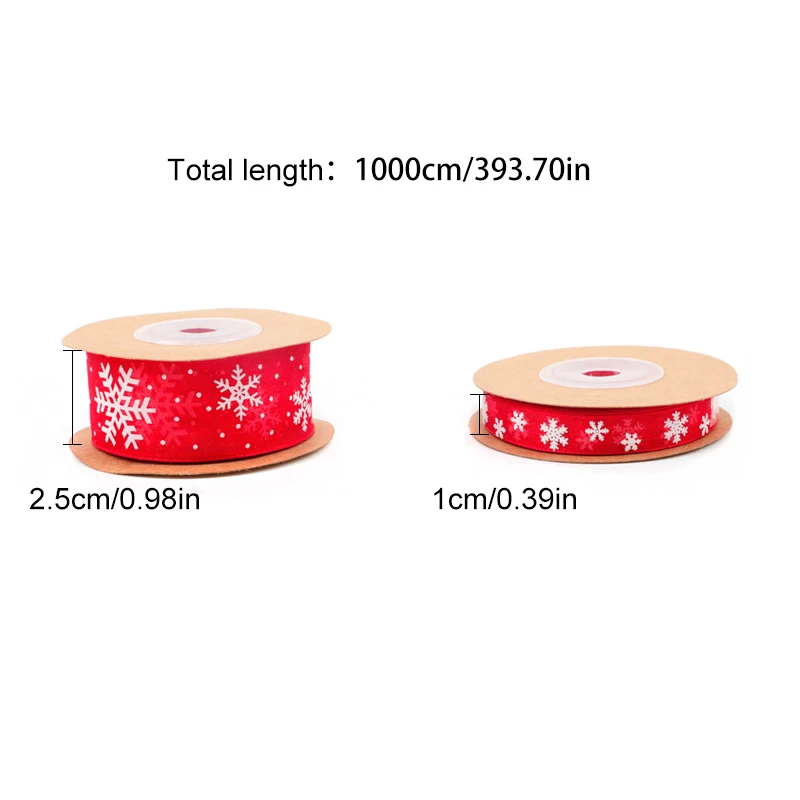 10 м красный белый Снежинка Органза лента DIY Bownot подарочная упаковка вечерние рождественские украшения для дома ленты для упаковки подарков