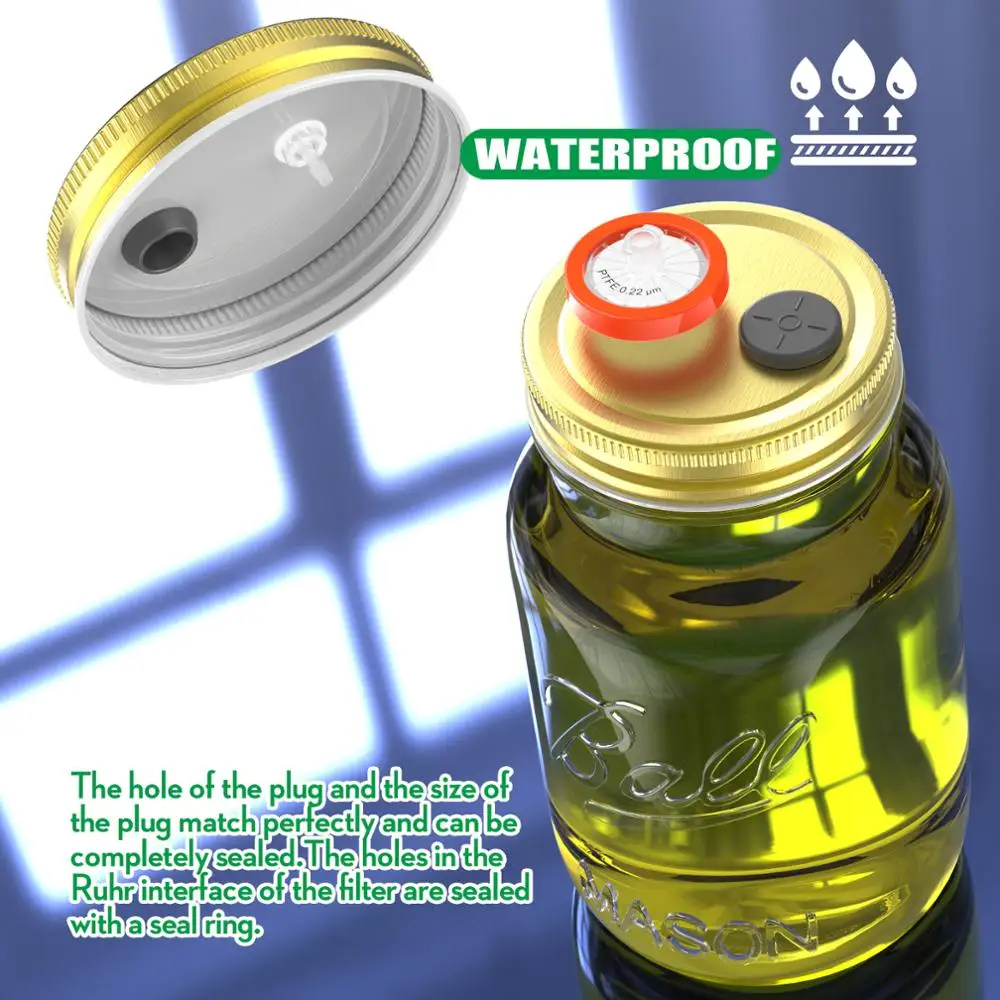Liquid Culture Lids-Autoclavable 70mm Regular Mouth Jar Lids with Heavy Duty Injection Port for Mushroom Cultivation mushroom cultivation lids 6pcs