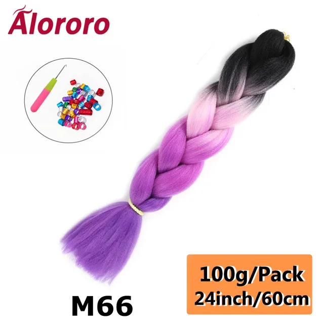 Jumbo Braid Hair Extensions Green Synthetic Braiding Hair 24 Inch Afro Blue Pink Purple Blonde Ombre Hair for Braids Alororo 24inches-M66