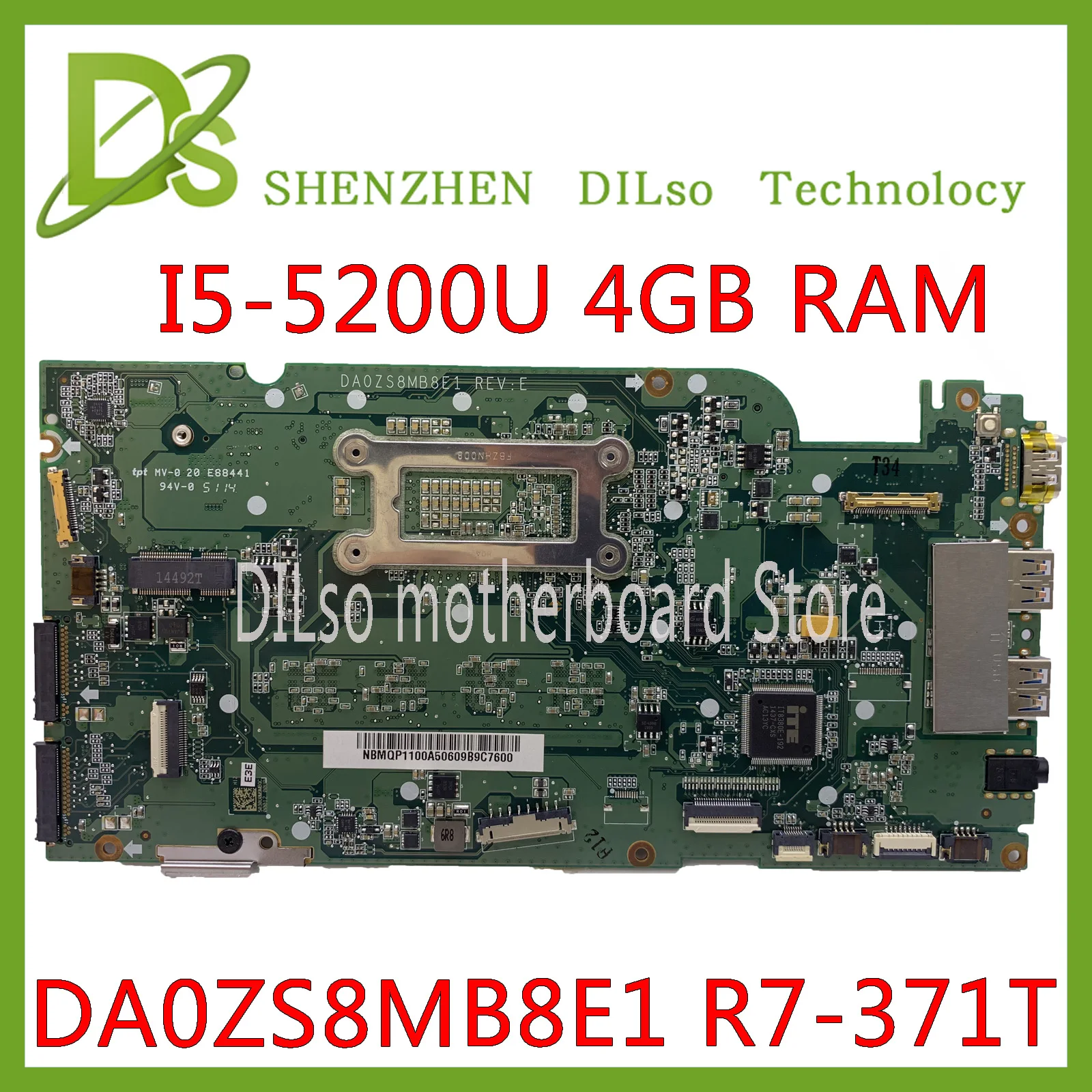 Материнская плата KEFU DA0ZS8MB8E0 DA0ZS8MB8E1 для ноутбука acer Aspire R7-371T, материнская плата DDR3 i5-5200U, 4 Гб оперативной памяти, работает