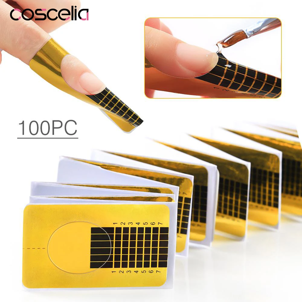 

100Pcs Nail Form for Acrylic Nail Art Form Tips Extension Curl Form For Acrylic UV Gel Gel Nails Sticker Tools