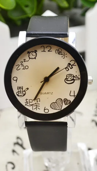 Милые парные часы Уникальный дизайн часы для женщин и мужчин parejas черные часы кожаный ремешок модные повседневные наручные часы для пары
