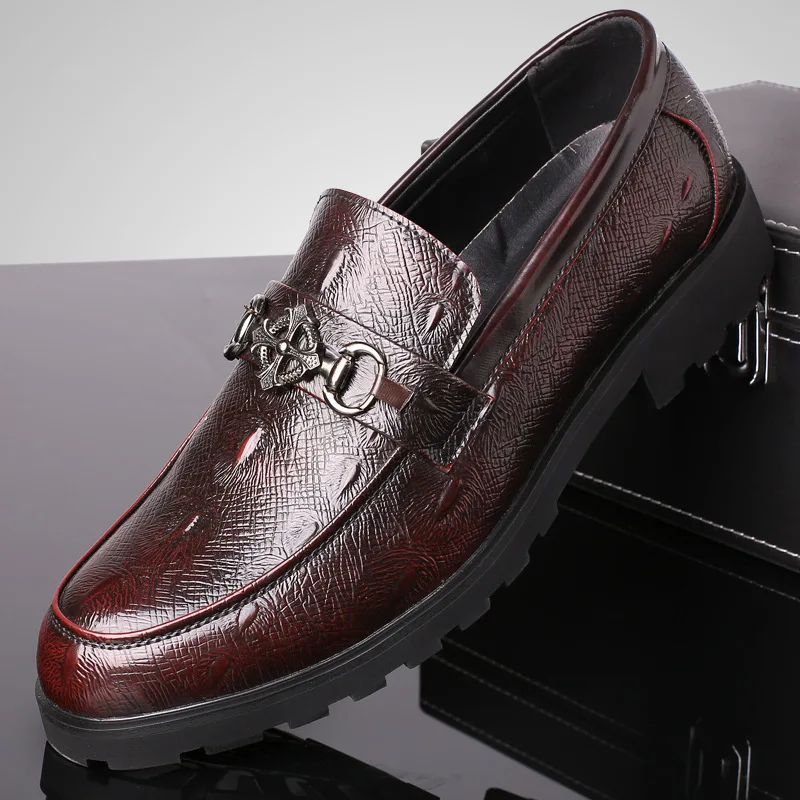 

2019 New Style Korean-style Trend Men Shoes British Style Crocodile Pattern Men Pointed-Toe Business Casual Leather Shoes Men's