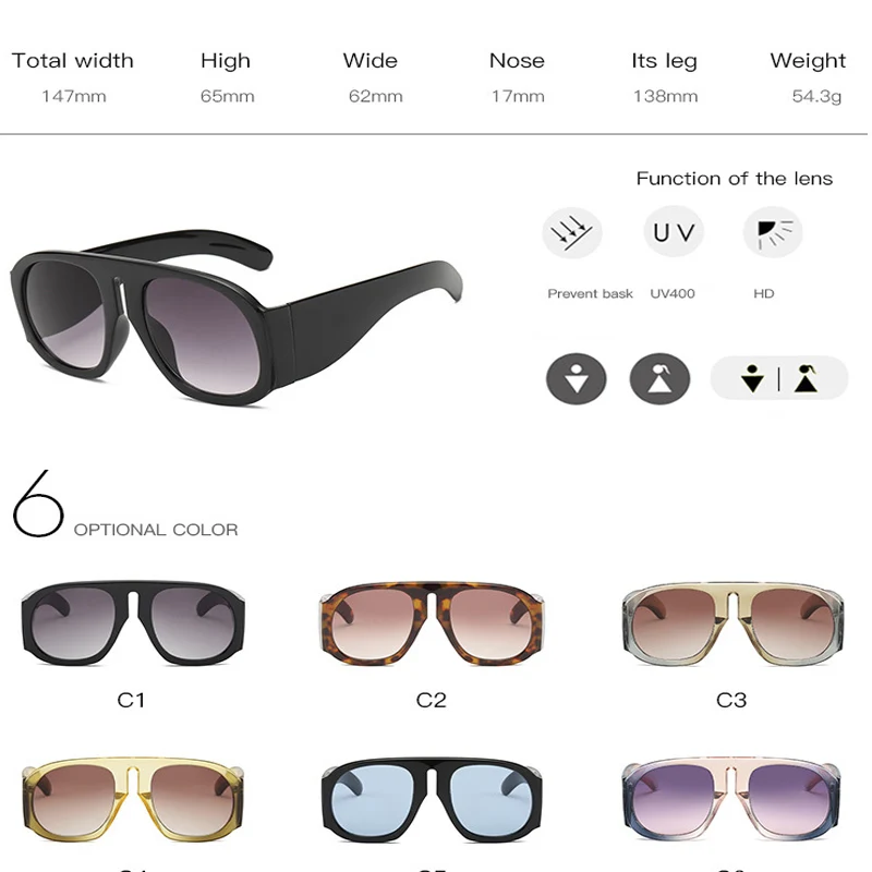 Высококачественные элегантные круглые солнцезащитные очки, индивидуальная пластиковая большая оправа, солнцезащитные очки для женщин, новые негабаритных градиент, модные очки