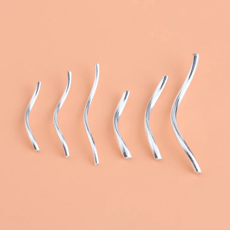 10PCS925sterlingsilverjewelryaccessoriesglossyStubeSshaped