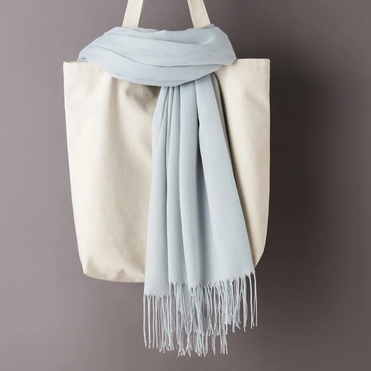 Silvery gray Scarf Женские однотонные кашемировые шарфы с кисточками, осень, новые мягкие теплые шарфы для девушек и женщин, тонкий длинный шарф, Женская шаль, мужской шарф - Цвет: Silvery gray Scarf