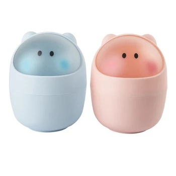 

2Pcs Mini Waste Bin Desktop Garbage Basket Cleaning Barrel Creative Small Desk Organizer Storage Dustbins Animal Trash Can Paper