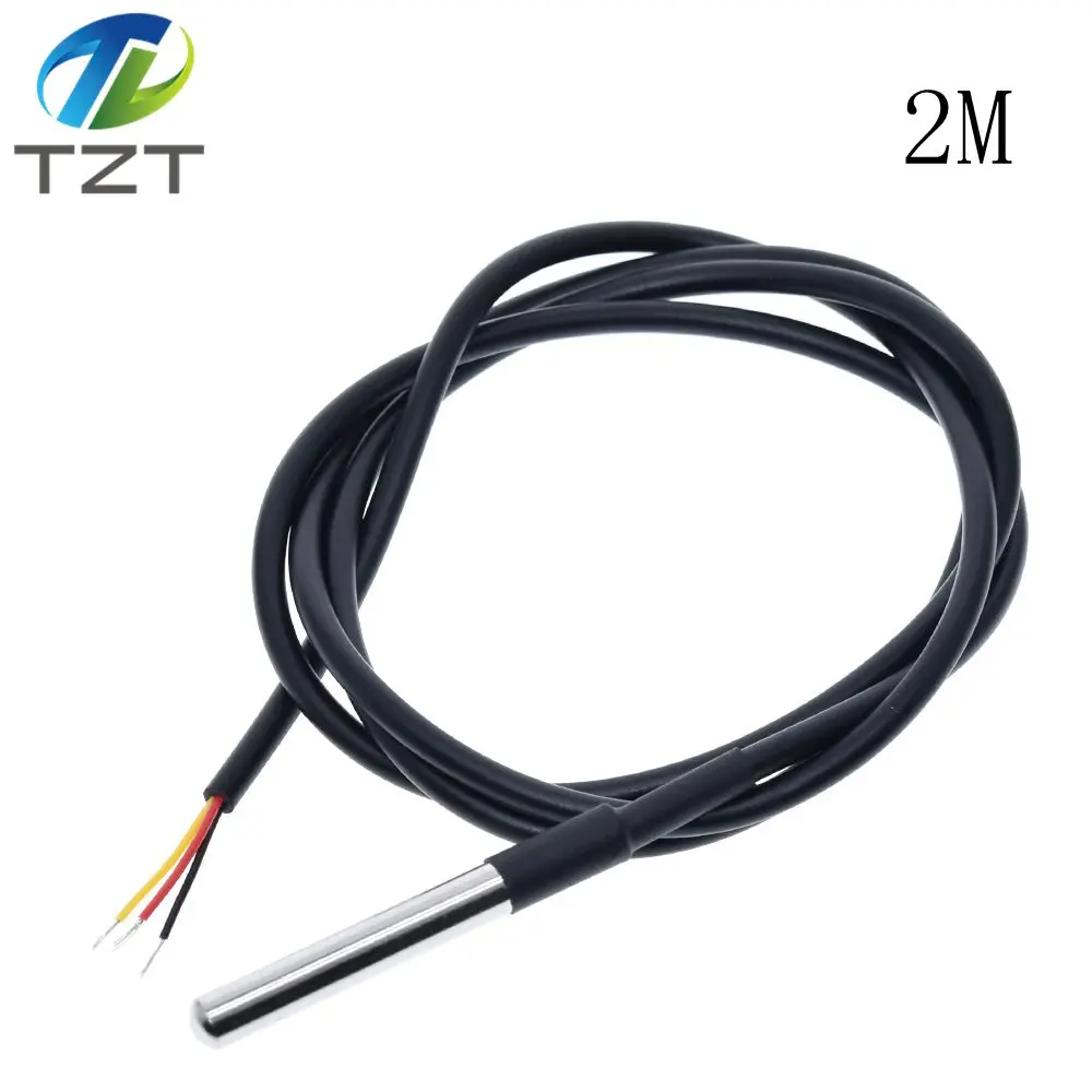 2M DS18B20 wire DS18B20 Температура Сенсор модуль комплект Водонепроницаемый 100 см Цифровой Сенсор кабель Нержавеющая сталь зонд терминальный адаптер для Arduino - Цвет: 2M DS18B20 wire