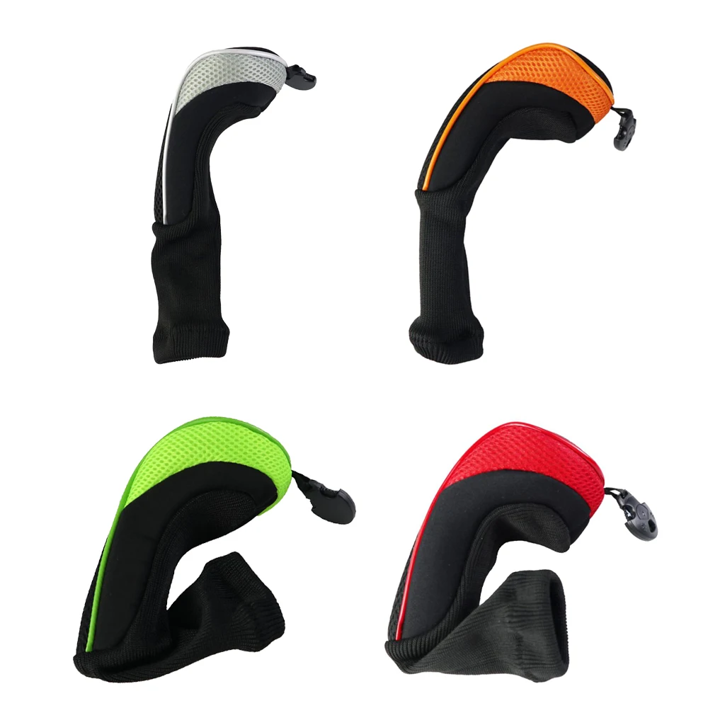 Set Of 4 Mesh Golf Headcover Hybrids Wood Cover Long Neck Fairway Driver Guard