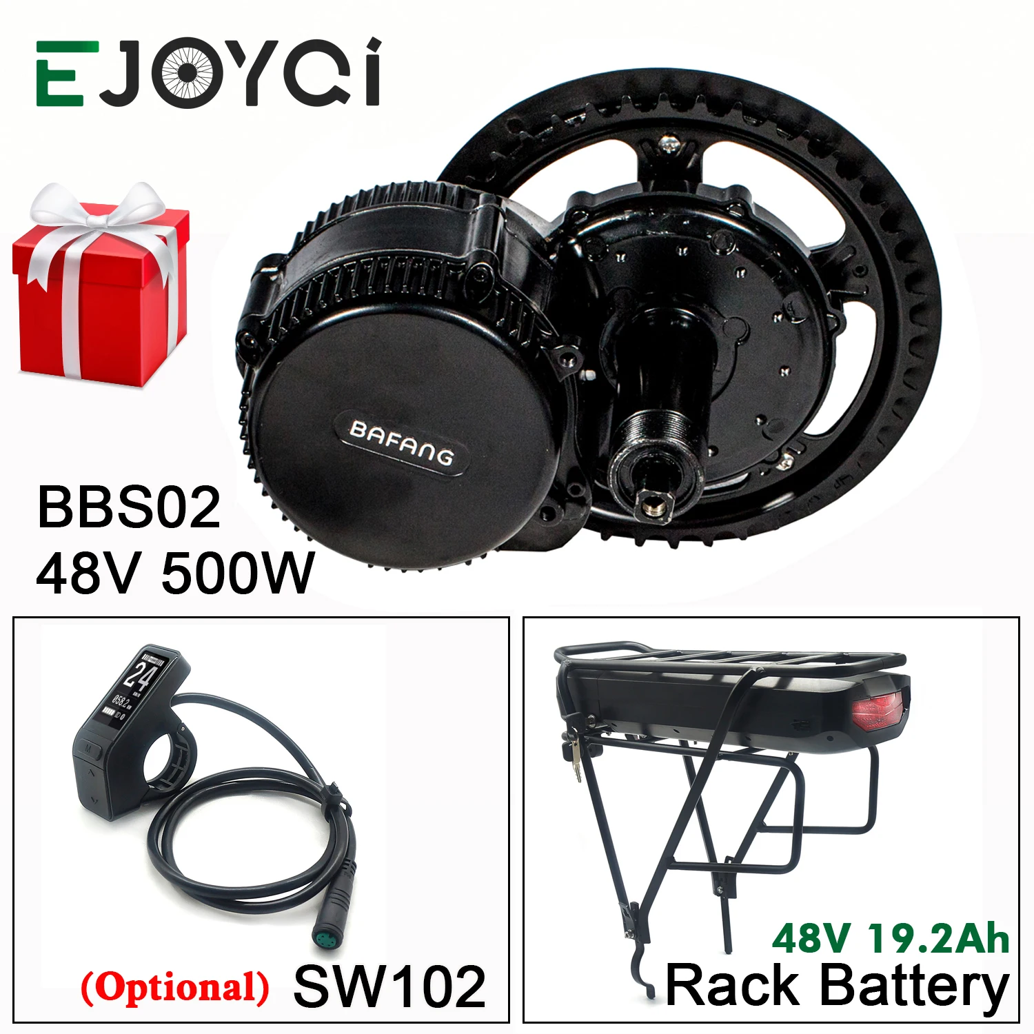 Bafang 8FUN 48V 500W BBS02B MMG340 48V 19.2Ah 48T звездочка, фара для электровелосипеда в середине приводной двигатель комплект для переоборудования с Стеллаж д... Bafang 8FUN 48V 500W BBS02B MMG340 48V 19.2Ah 48T звездочка, фара для электровелосипеда в середине приводной двигатель комплект для переоборудования с Стеллаж д...