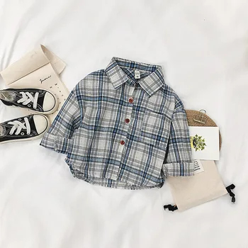 

Fumei Male Baby Tops Western Style 2020 Autumn Clothing New Style Korean-style Fashion Plaid Children Long-sleeved Shirt Fashion