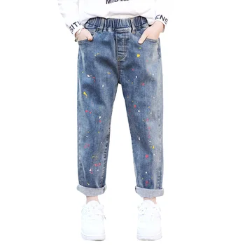 

2020 Spring Jeans Girl Painting Print Jeans For Girls Casual Girls Jeans Autumn Teenage Girls Clothes School 6 8 10 12 14 Year