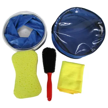 

5pcs/set Car Wash Tool Set Portable Bucket Sponge Towel wheel cleaning brush Combination Car Detailing Gift Car Accessories