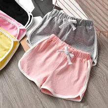 Однотонные летние однотонные шорты из чистого хлопка в Корейском стиле для девочек универсальные детские шорты для маленьких девочек без открытой промежности