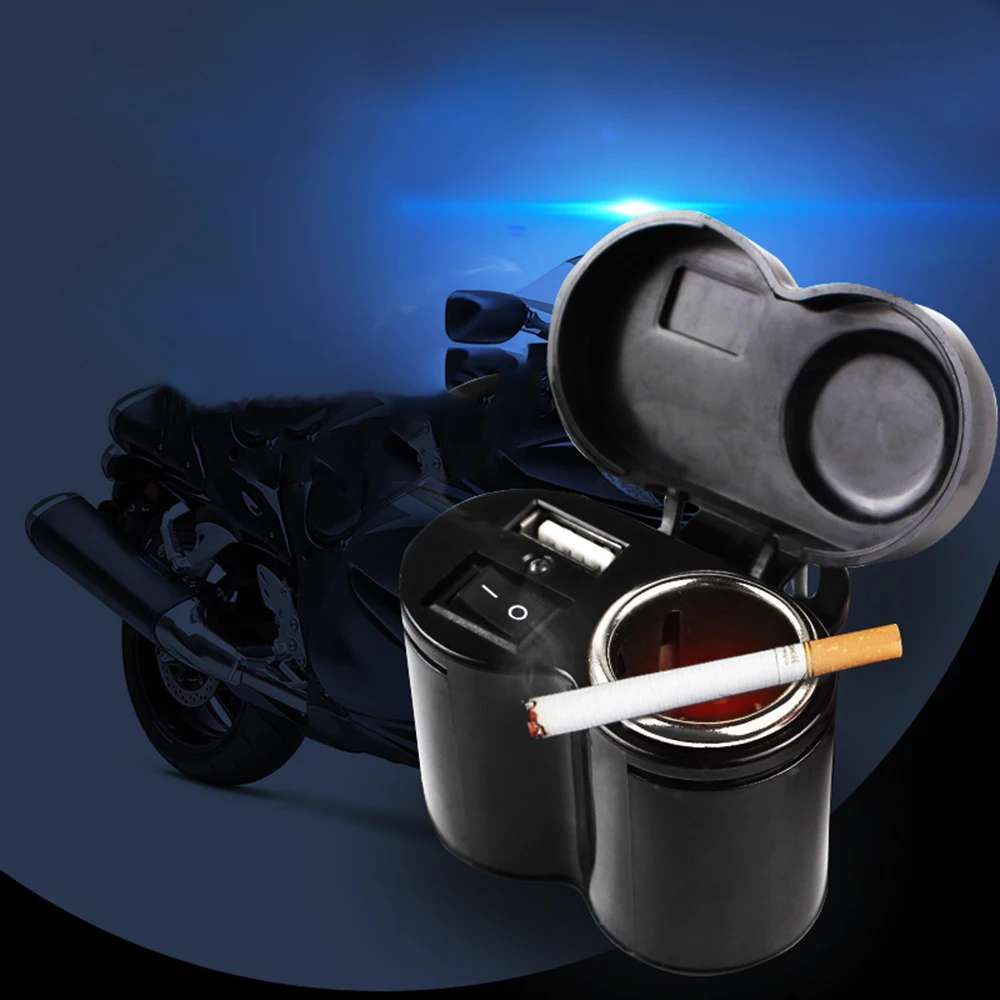 

For Motorcycle Phone Tablet Black USB Charger Lighter ABS Charging Socket 12-24V