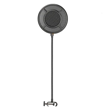 

NEW-Microphone Filter Studio Mic Round Shape Filter Mask Shield wtih Mesh Metal Mezzanine Flexible Gooseneck and Mic Stand Clamp