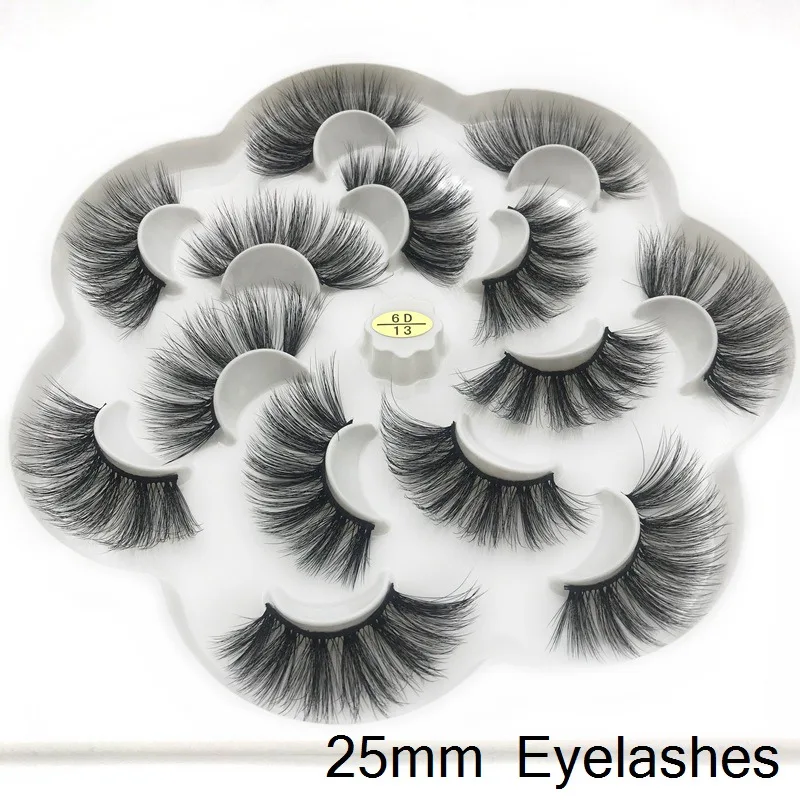 

7 Pairs Multipack 6D Soft Mink Hair False Eyelashes Handmade Wispy Fluffy Long Lashes Nature Eye Makeup Tools Faux Eye Lashes