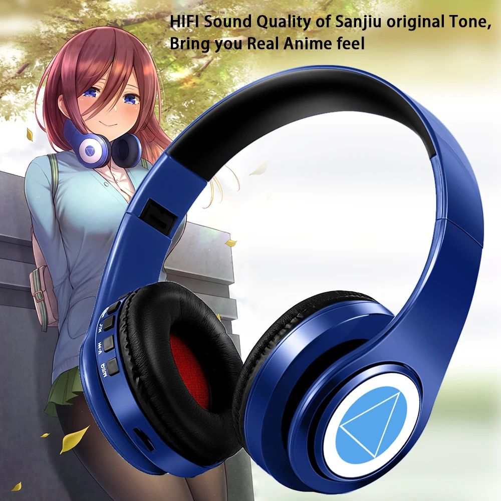 Miku Nakano Sanjiu Cosplay Bluetooth Headset 5.0 Over-ear Stereo Anime headphones  for mobile phone