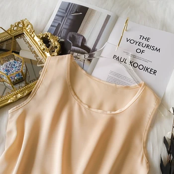 

2020 Sexy Women Halter O-neck Strap Top Basic Cami Sleeveless Satin Chiffon Tank Tops Women'S Summer Silk Camisole Plus Size
