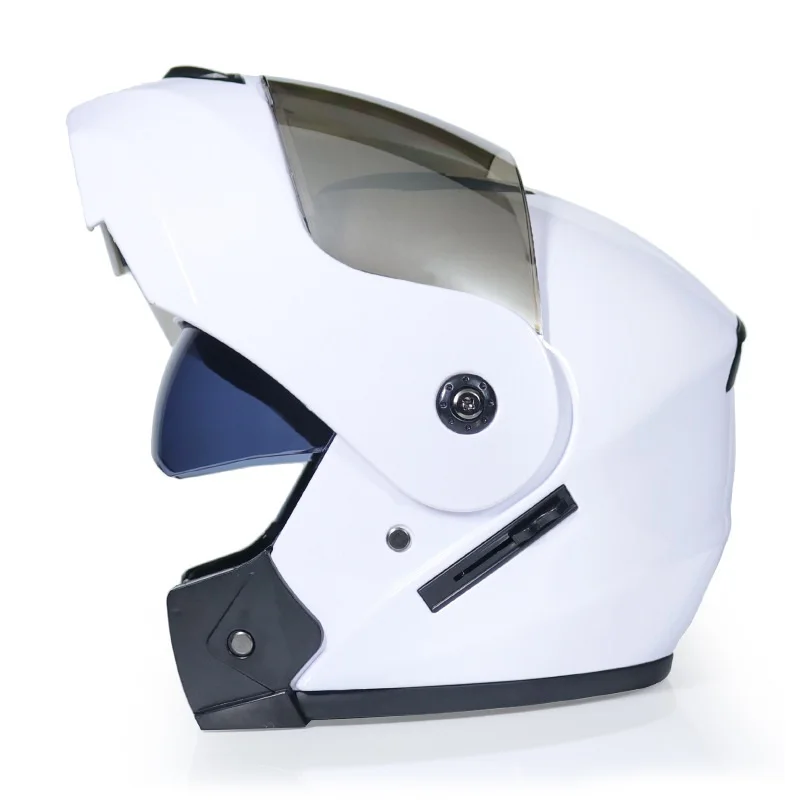 White silver visor Moto rcycle Шлем S женские флип-ап шлемы moto rbike двойной козырек Шлемы casco moto полное лицо человек мото rcycle рыцарский шлем - Цвет: White silver visor