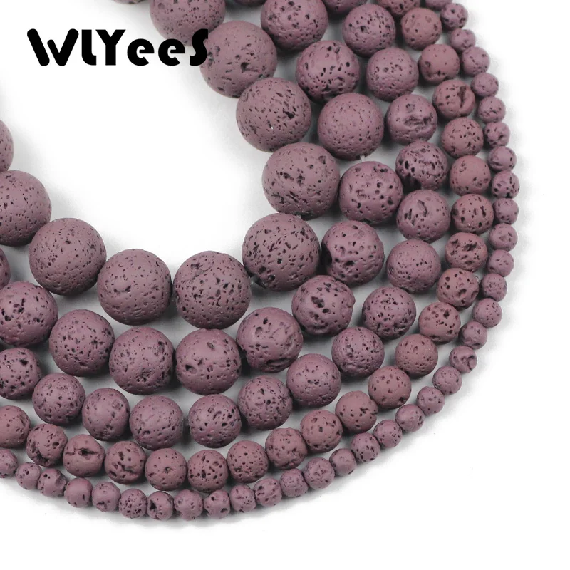 Темно фиолетовые лавовые бусины WLYeeS из натурального камня 4 6 8 10 12 мм круглые