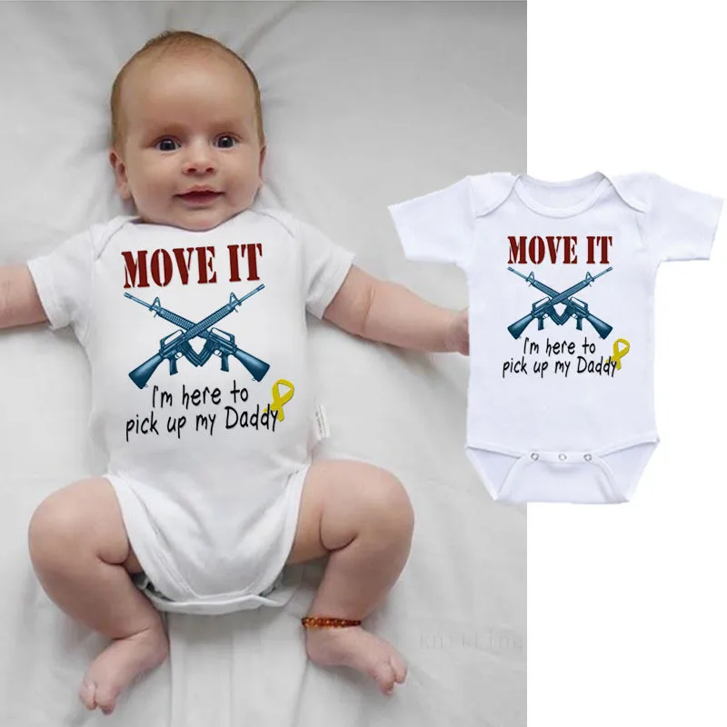 Детский комбинезон для новорожденных с надписью «Move It», одежда для мальчиков и девочек летние детские костюмы для игр, футболки с короткими рукавами, Детская верхняя одежда на возраст от 0 до 24 месяцев