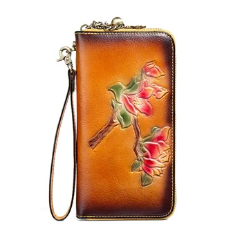 

Anti-theft brush womens leather wallets RFID women wallets genuine leather coin purse floral real leather ladies wallet