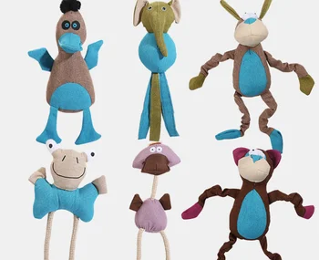 

usd 3.98/pc pet dog puppy toy plush linen squeaker toy cotton rope dog chewing toy interactive toy