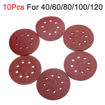 

40/60/80/100/120 Grit Sander Pad Set Sandpaper Eight Hole Disk Sand Sheets 50pcs 125mm 8 Holes Hook Loop Sanding Discs