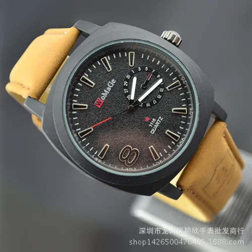 

AliExpress Hot Selling Men Genuine Leather Dull Polish Quartz Army Style Watch Top Grade Fashion Outdoor Sports Watch