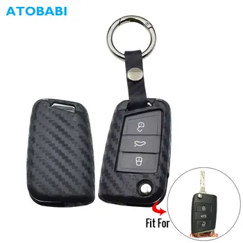 

Carbon Silicone Car Key Case For Volkswagen Golf 7 VW MK7 New Polo Skada Octavia A7 Seat Remote Fob Cover Pouch Protector Bag