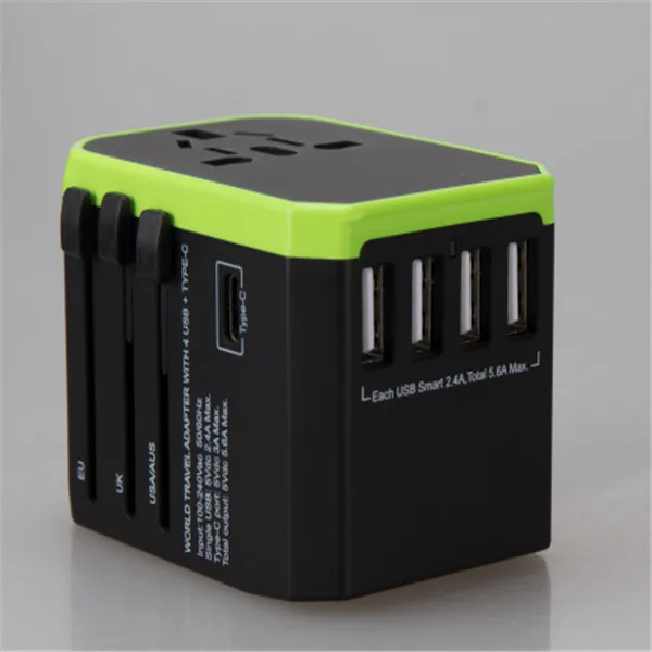 AUType-C 4 USB зарядное устройство Универсальный адаптер для путешествий США/Великобритании/ЕС/Австралии - Цвет: AS PIC