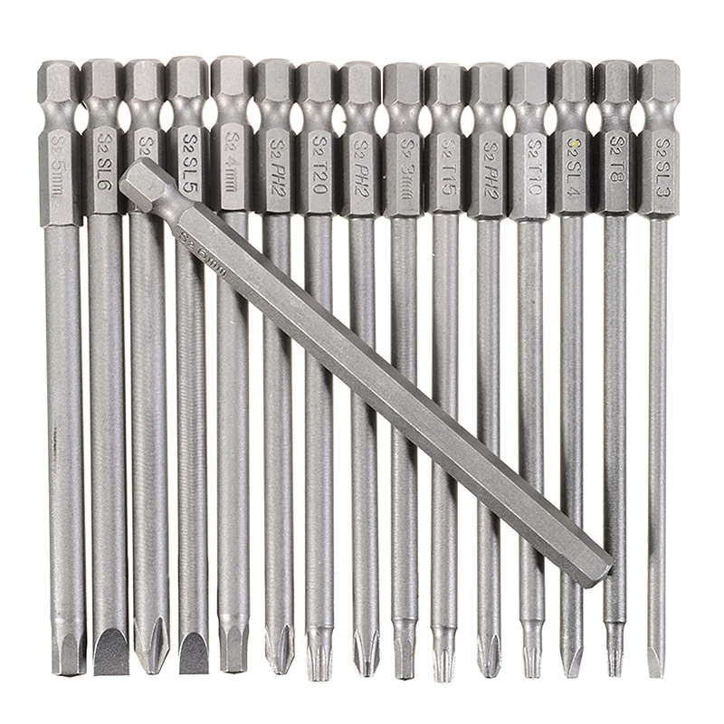

16Pcs 100mm Hex Shank Magnetic Hex Head Screwdriver Bits Electric Driver Bits Hand Tools Screwdriver Drill Bit Alloy Steel S2