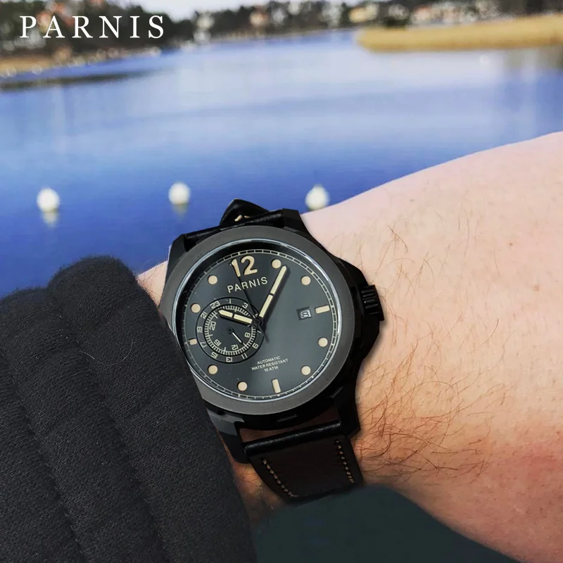 

New Arrival Mens Watches Top Brand Luxury 44mm Parnis Mechanical Watches Luminous 100M Waterproof Watch Men Gift