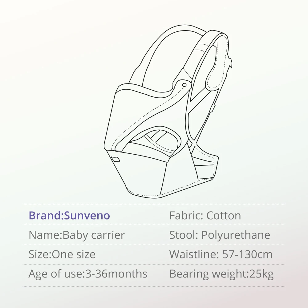 Sunveno хлопок кенгуру фронтальная эргономичный ремень на пояс для Обёрточная бумага младенческий Хипсит на лямках для новорожденных безопасности; кенгуру для младенцев