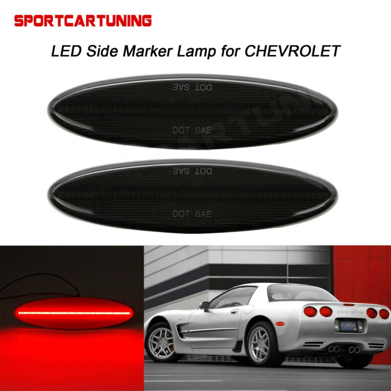 

2PCS Smoked Red LED Side Marker Light Lamp For Chevrolet Corvette C5 1997-2004 Ultrasonic Sealed And Waterproof