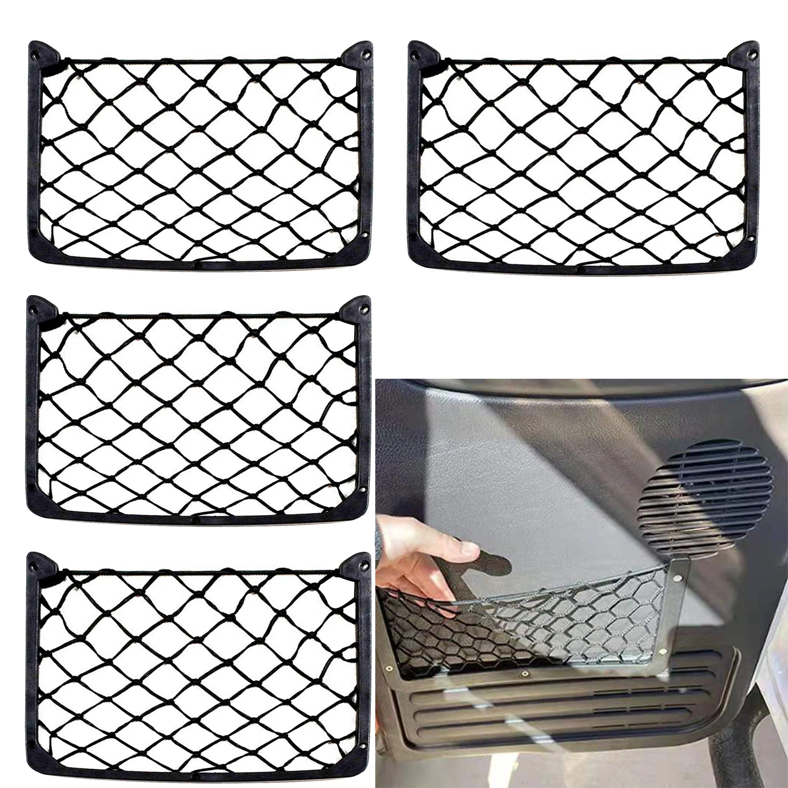 Car Storage Net Large Size ABS Plastic Netting Bag for Car Frame Stretch Mesh Net Universal Cargo with Screws for RV Car Trunk universal car refit manual transmission gear shift handball knob with four plastic adapter special wrench mounting screws