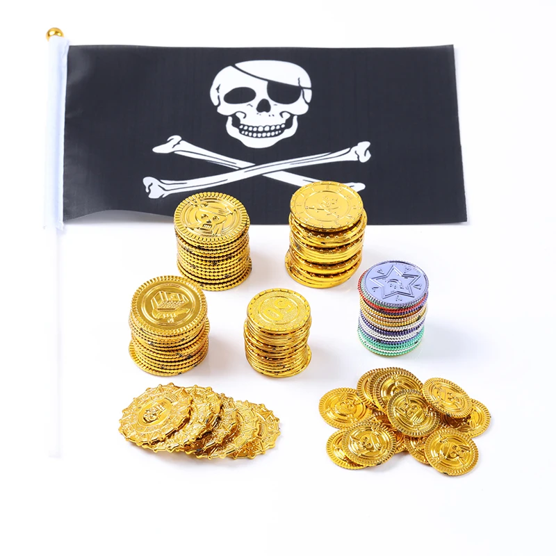 Pirate Gold Coins Party Toys 100pcs Halloween Decoration Kids Birthday Props