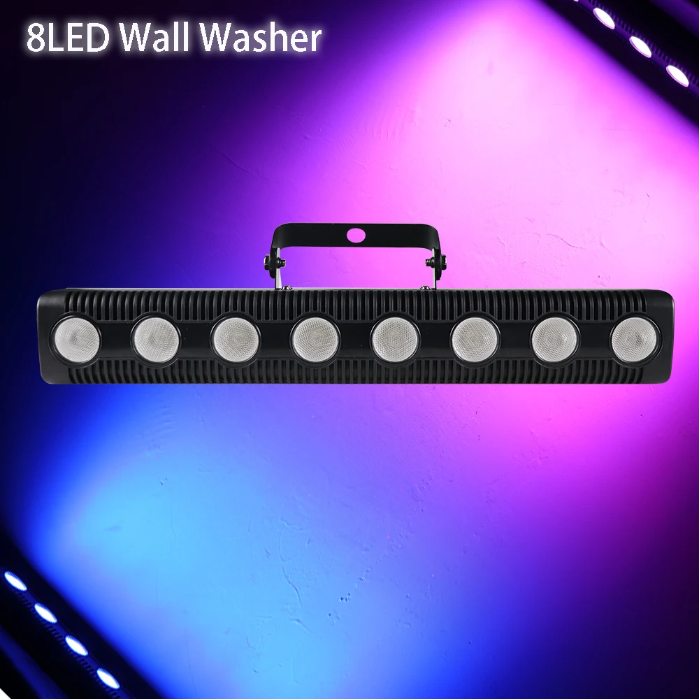 Remote 8x12w RGBW 4in1 Long Strips LED Wall Washer Stage Dyeing Lights DJ Bar Strobe Light