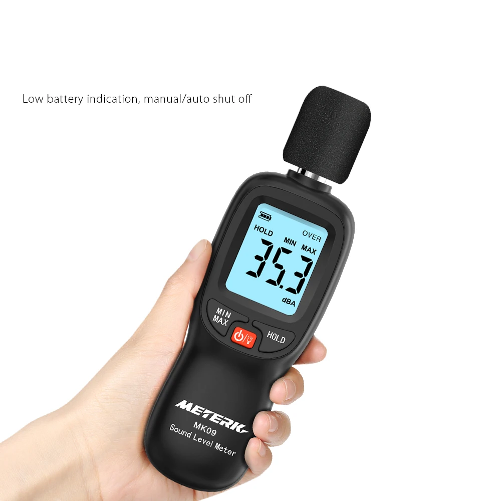 Цифровой измеритель уровня звука Meterk 30 130 дБ (A) с ЖК дисплеем шума прибор для