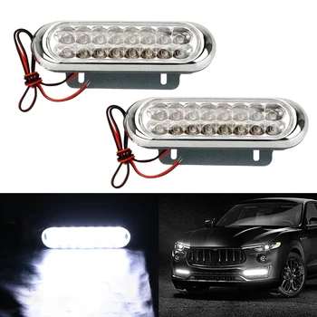 

LEEPEE 2pcs Fog White Light 16 LED Car Van DRL Day Driving Light 12V Car Daytime Running Light DRL Universal