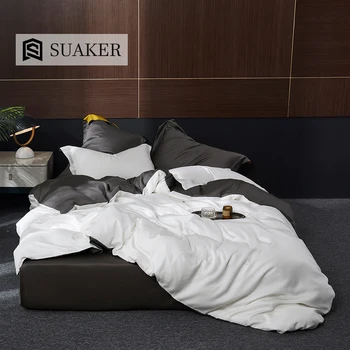 

Suaker Luxury White Gray 100% Silk Bedding Set Beauty 25 Momme Silk Quilt Cover Queen King Flat Sheet Fitted Sheet Pillowcase