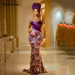 Smileven Sexy Purple Merrmaid Lace Evening Dress New Designed Prom Dresses Saudi Arabia Formal Evening Party Gowns