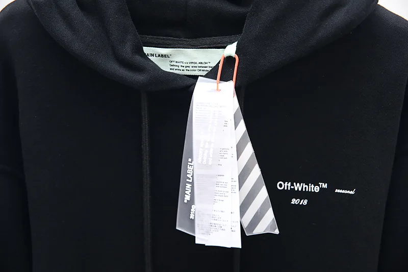 19SS OFF-WHITE OW color Line Arrow толстовка с капюшоном Мужская большого размера оптом