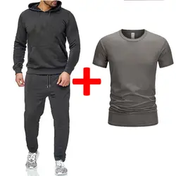 Новая брендовая одежда, мужские повседневные толстовки, пуловер, хлопковый мужской спортивный костюм, толстовки с капюшоном из двух частей