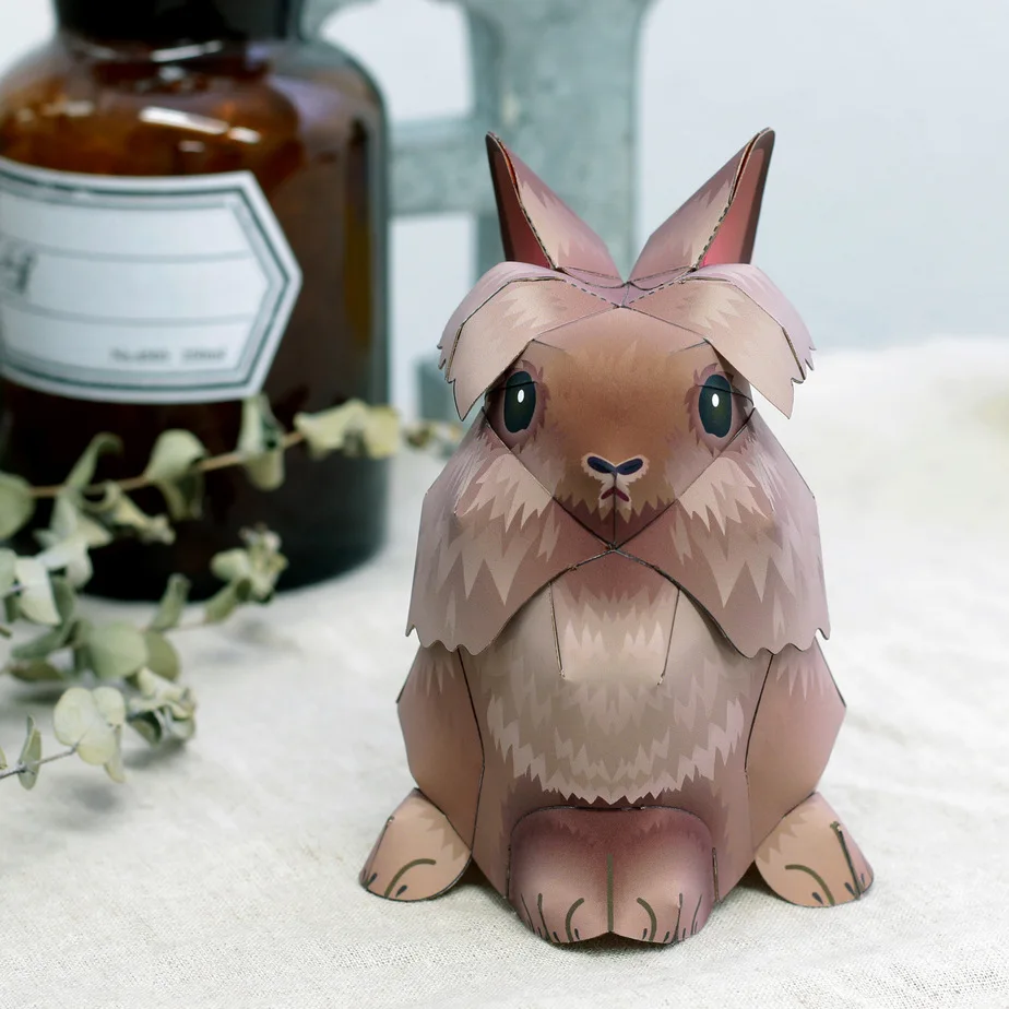 Лев Кролик 3D бумажная модель DIY с объемным рисунком животных бумажных Mold сад