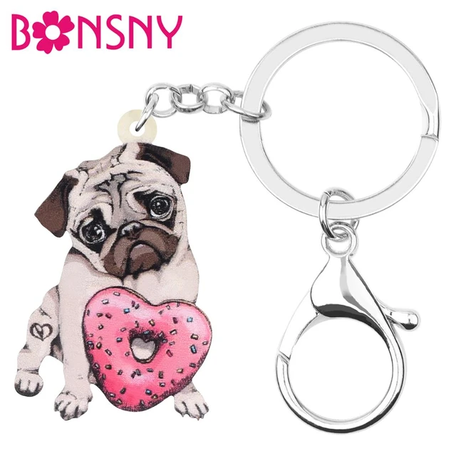 Women Chain Decor Dog Charm Cute Keychain For Gift